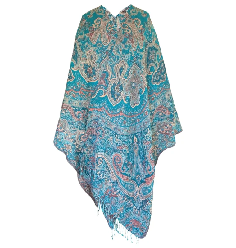 Tempting Turquoise Boiled Wool Poncho