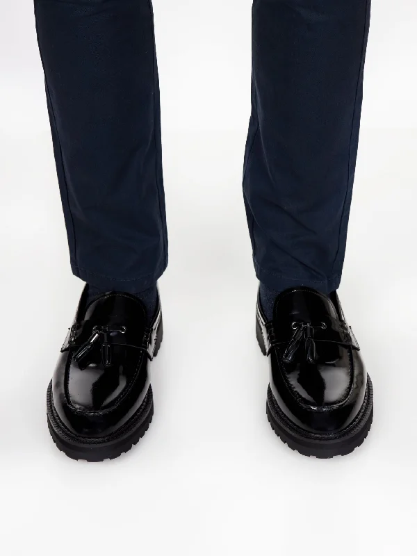 BLACK PATENT LEATHER TASSEL LOAFERS