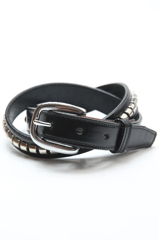 Tory Leather 1" CLINCHER BELT - BLACK/SILVER