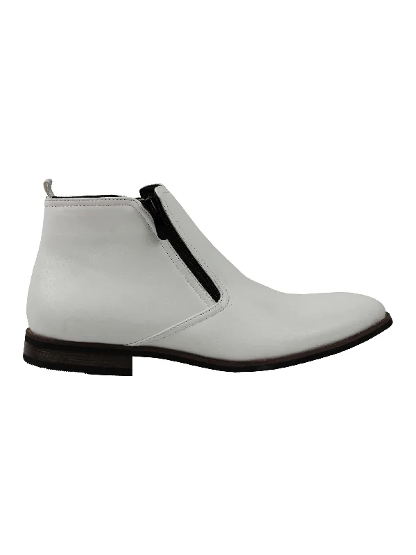 FAUX LEATHER CHELSEA BOOTS LOW ANKLE IN WHITE