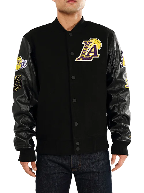 Los Angeles Lakers Logo Wool Leather Varsity Jacket