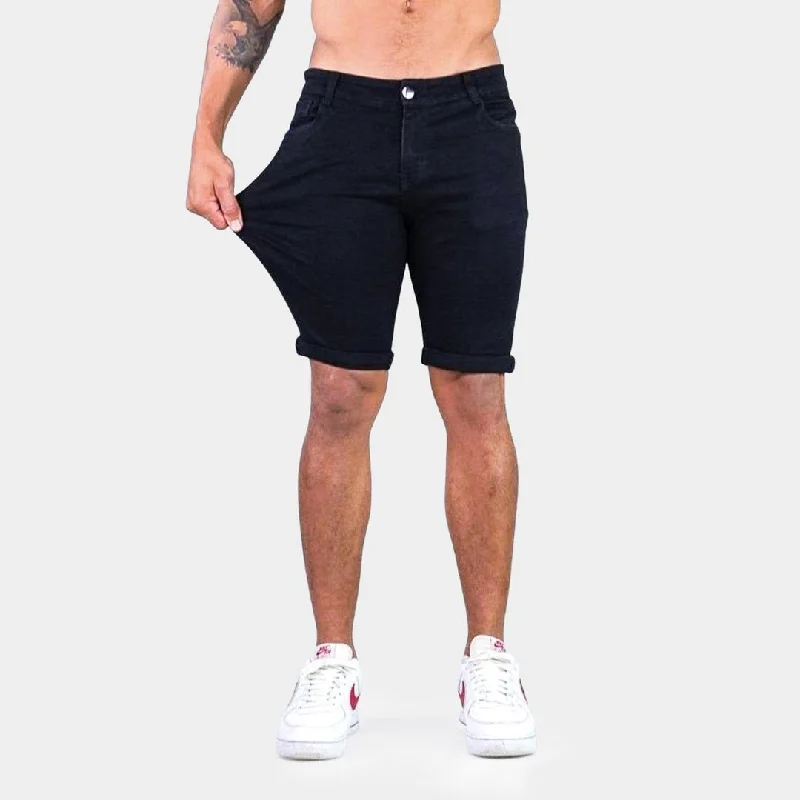 Ultra Stretch Denim Shorts - Black