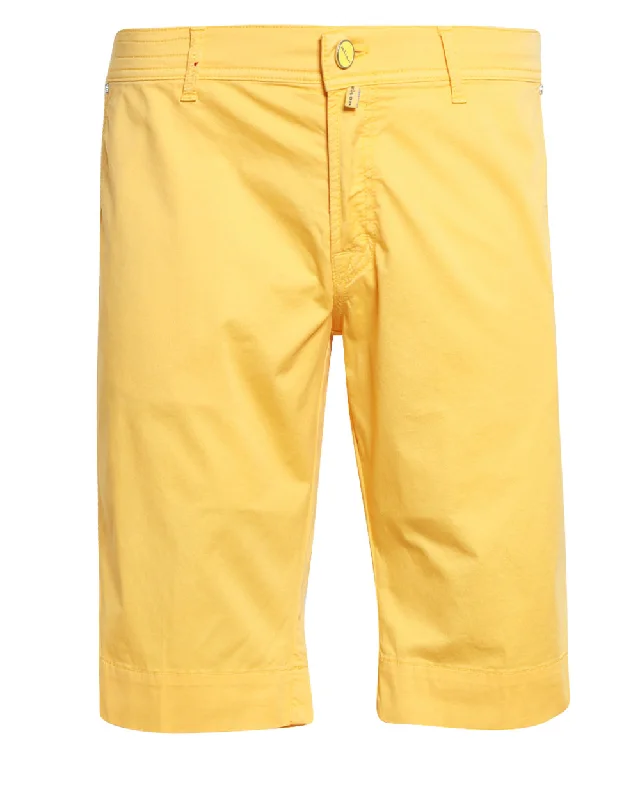 Mustard Cotton Blend Bermuda Short