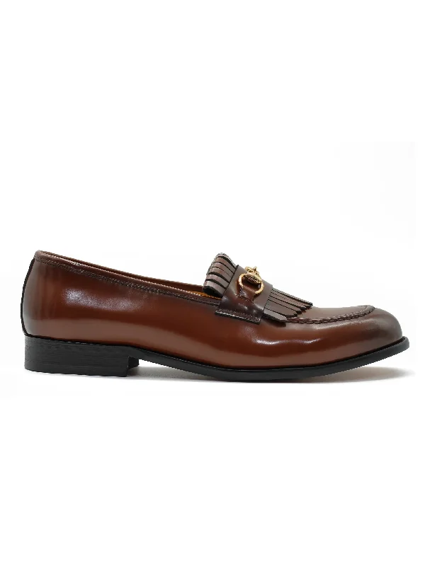 FRINGE KILTIE LOAFERS SNAFFLE BIT IN BROWN