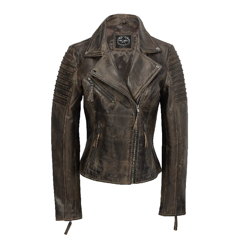 Ladies Retro Biker Brown