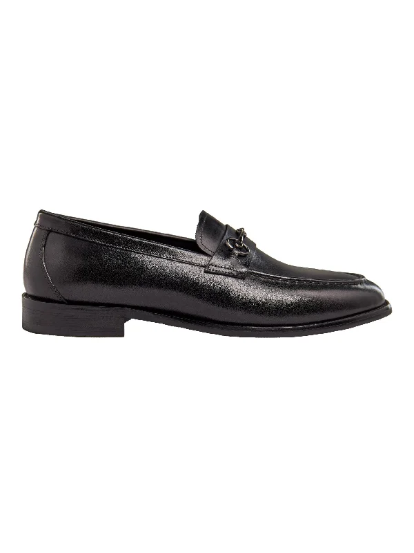 BLACK SNAFFLE BUCKLE LEATHER SHOES