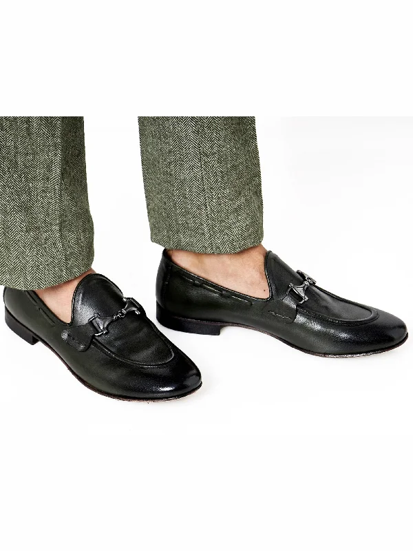 NAPLES 02 - ITALIAN LEATHER SNAFFLE BIT LOAFER IN GREEN