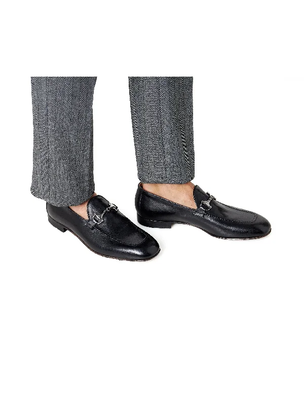 SNAFFLE BIT LOAFER IN BLACK ITALIAN LEATHER