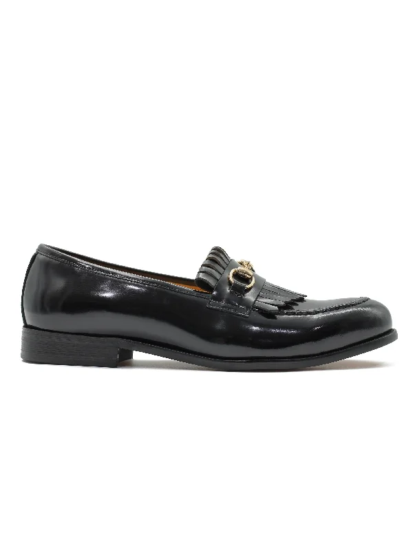 FRINGE KILTIE LOAFERS SNAFFLE BIT IN BLACK