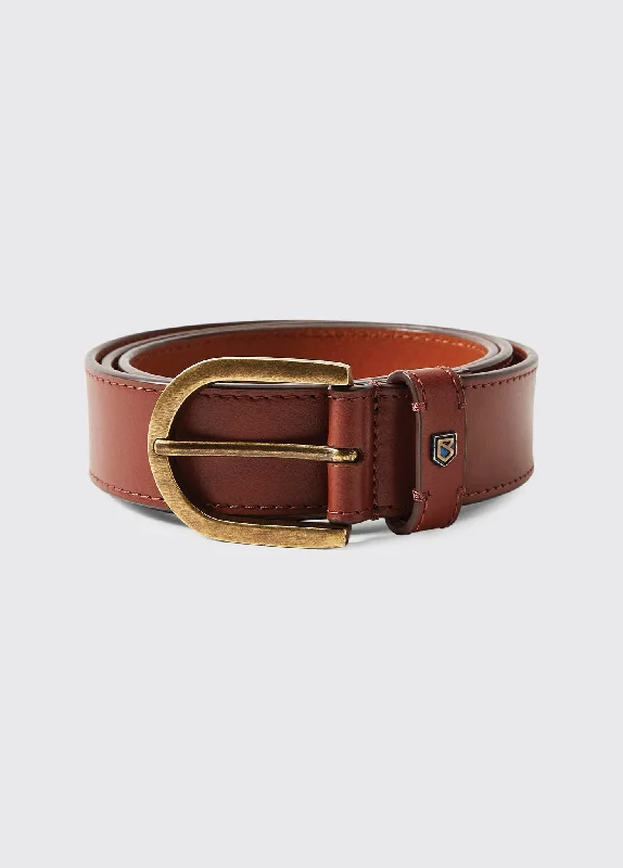 Porthall Mens Leather Belt - Chestnut