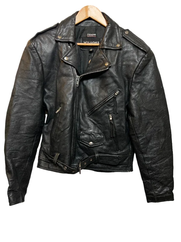 Wilson's Black Leather Biker Jacket (Size M)