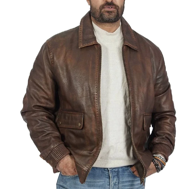 Callister Vintage Bomber Dark Brown Leather Jacket