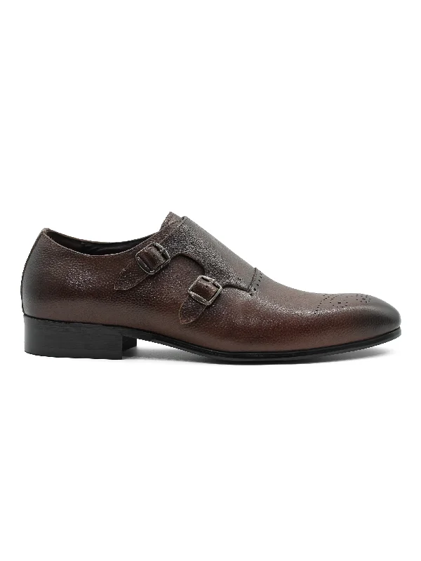 BROWN GRAIN DOUBLE MONK SHOES