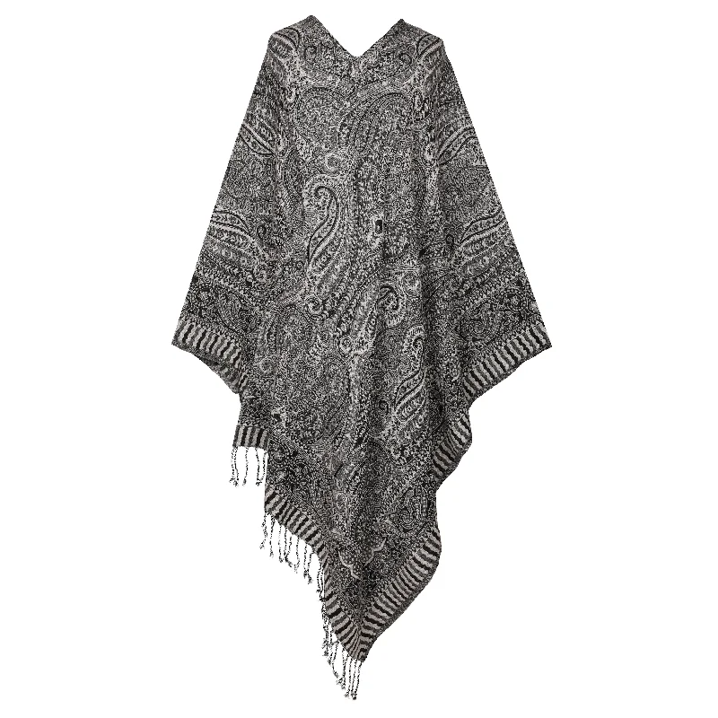 Piccadilly Paisley Boiled Wool Poncho