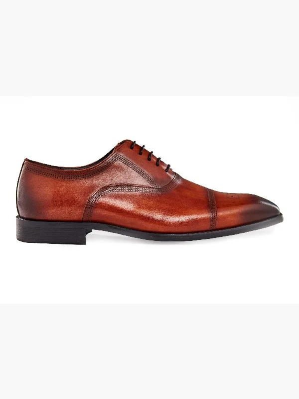 BROWN LEATHER OXFORD BROGUE SHOES