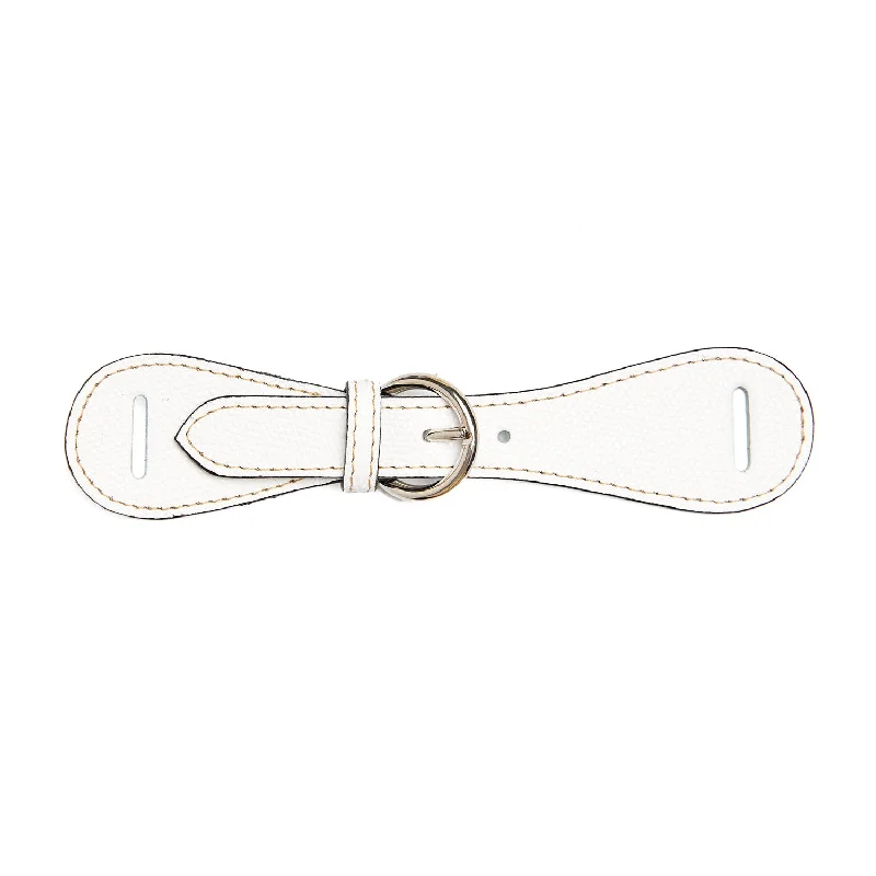 WHITE LEATHER SCARF-BUCKLE