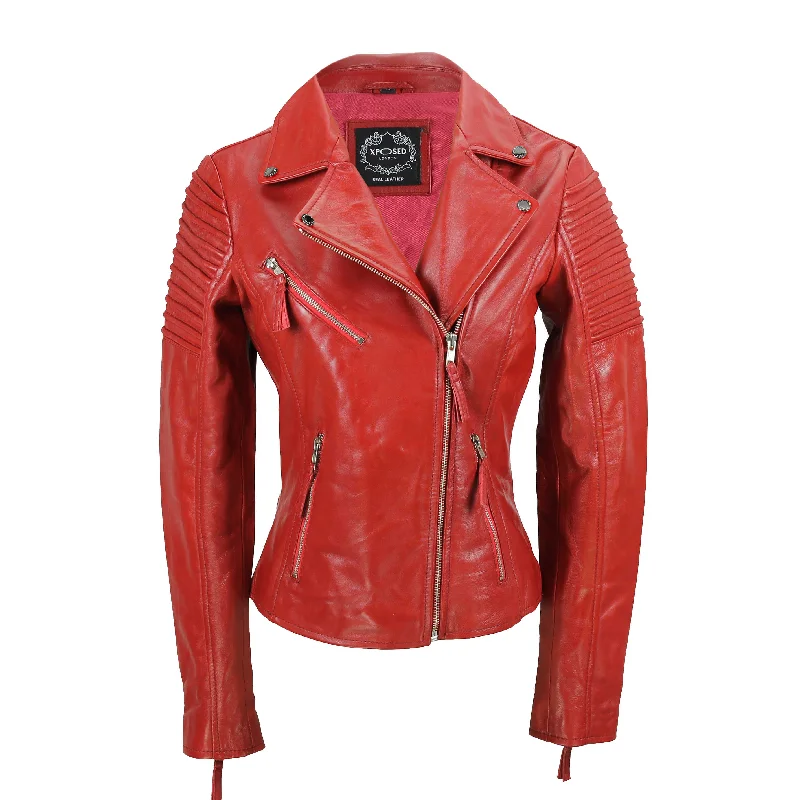 Ladies Retro Biker Red