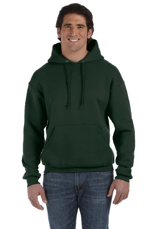 Fruit Of The Loom Mens Supercotton Fleece Hooded Sweatshirt Hoodie w/ Pouch Pocket - Forest Green - Closeout