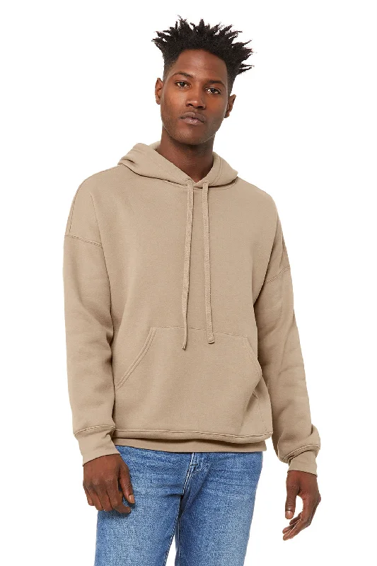 Bella + Canvas Mens Sponge Fleece Hooded Sweatshirt Hoodie w/ Pouch Pocket - Tan Brown