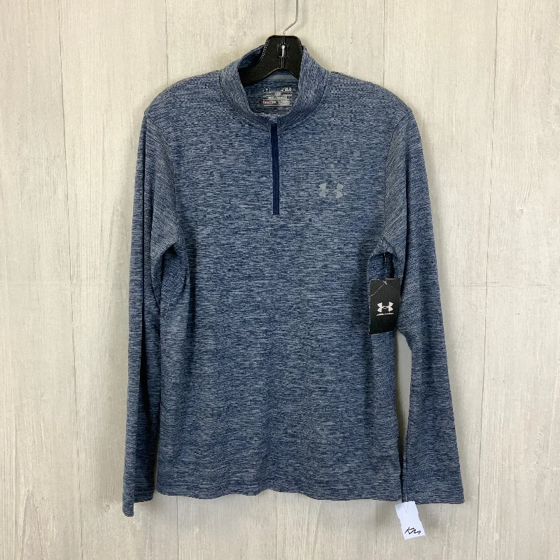 Athletic Top Long Sleeve Collar By Under Armour In Blue, Size: S