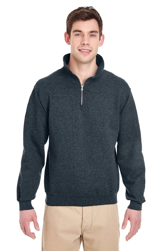 Jerzees Mens Super Sweats NuBlend Pill Resistant Fleece 1/4 Zip Sweatshirt - Heather Black