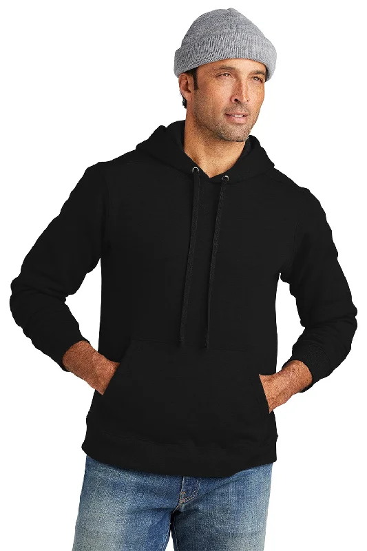 Volunteer Knitwear Mens USA Made Chore Fleece Hooded Sweatshirt Hoodie w/ Pouch Pocket - Deep Black