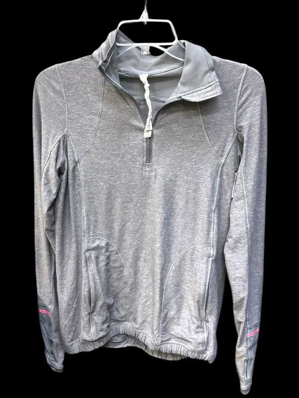 Athletic Top Long Sleeve Collar By Lululemon In Grey, Size: 6