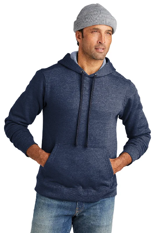 Volunteer Knitwear Mens USA Made Chore Fleece Hooded Sweatshirt Hoodie w/ Pouch Pocket - Heather Strong Navy Blue