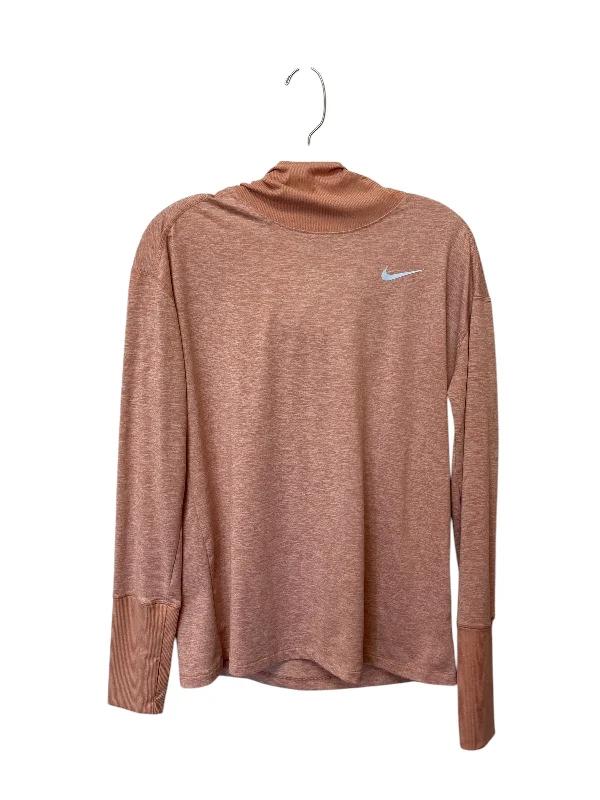 Athletic Top Long Sleeve Collar By Nike Apparel In Pink, Size: M