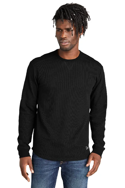 New Era Mens Thermal Crewneck Sweatshirt - Black