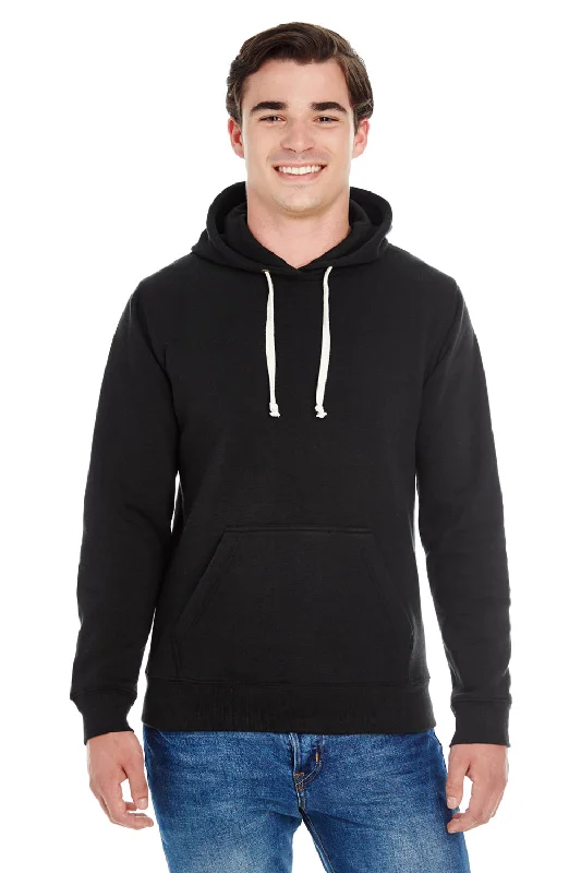 J America Mens Fleece Hooded Sweatshirt Hoodie w/ Pouch Pocket - Solid Black