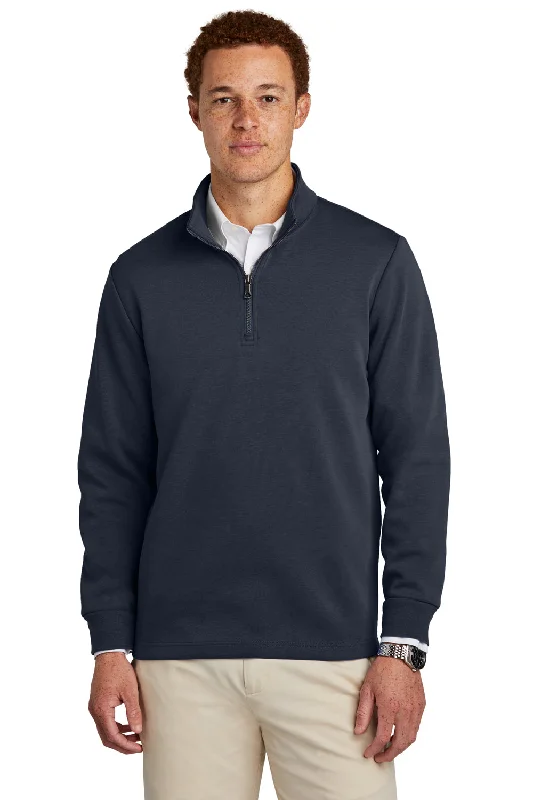 Brooks Brothers Mens Double Knit 1/4 Zip Sweatshirt - Night Navy Blue