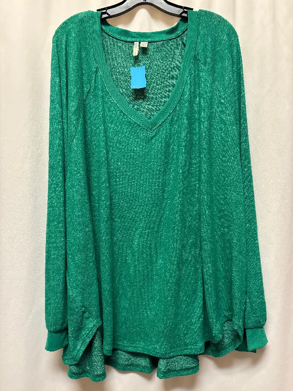 Top Long Sleeve By Cato In Green, Size: 4x