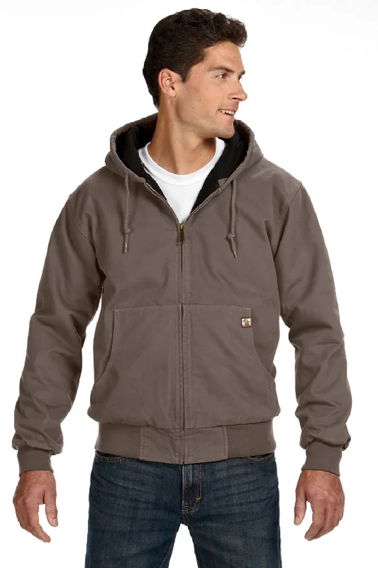 Dri Duck Mens Cheyenne Full Zip Hooded Sweatshirt Hoodie w/ Pockets - Gravel Grey