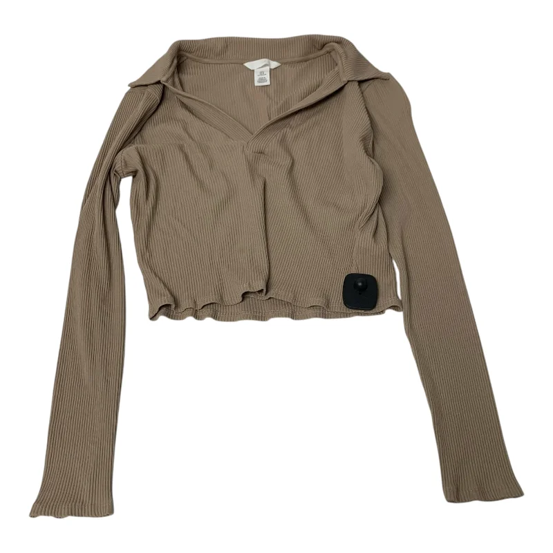 Top Long Sleeve By H&m In Tan, Size: M