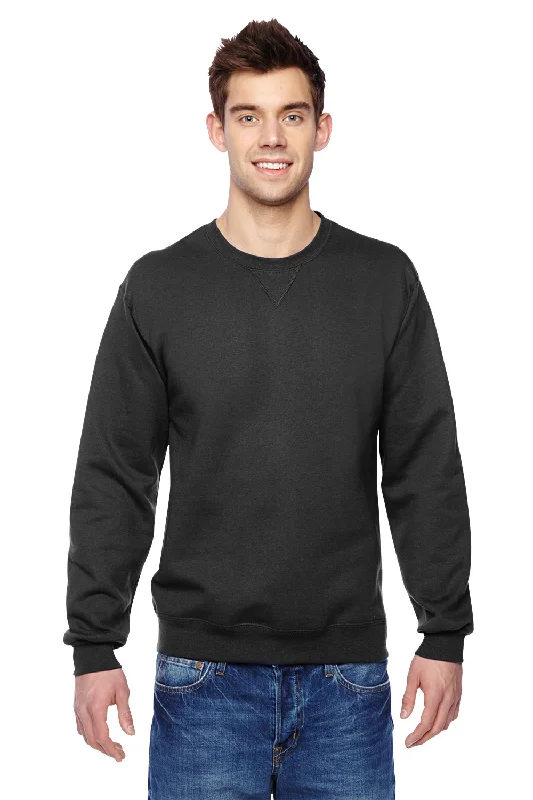 Fruit Of The Loom Mens Softspun Fleece Crewneck Sweatshirt - Black - Closeout