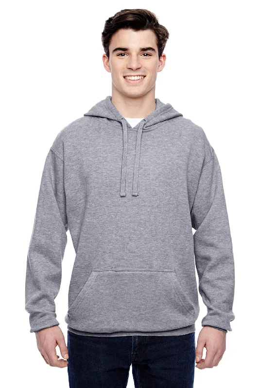 J America Mens Tailgate Fleece Hooded Sweatshirt Hoodie w/ Pouch Pocket - Oxford Grey