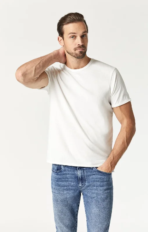 RAW EDGE NECK T-SHIRT IN BLANC DE BLANC