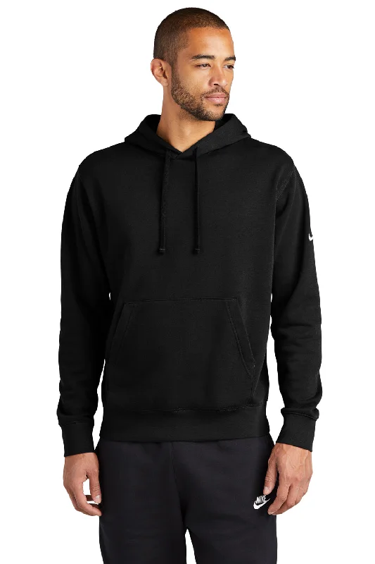 Nike Mens Club Fleece Hooded Sweatshirt Hoodie w/ Pouch Pocket - Black