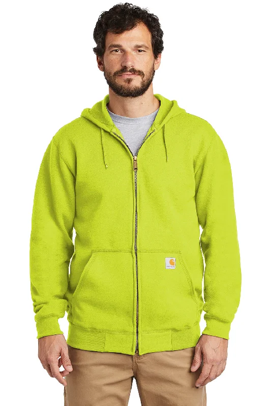 Carhartt Mens Full Zip Hooded Sweatshirt Hoodie w/ Pockets - Brite Lime Green