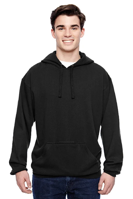 J America Mens Tailgate Fleece Hooded Sweatshirt Hoodie w/ Pouch Pocket - Black