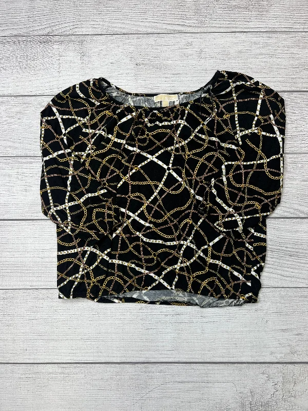 Black Gold Top Long Sleeve Designer Michael Kors, Size L