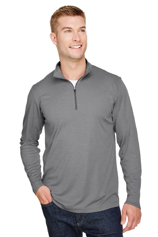 Team 365 Mens Zone Sonic Performance Moisture Wicking 1/4 Zip Sweatshirt - Heather Dark Grey