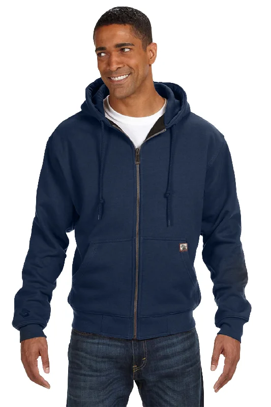 Dri Duck Mens Crossfire PowerFleece Full Zip Hooded Sweatshirt Hoodie w/ Pockets - Navy Blue