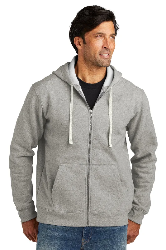 Volunteer Knitwear Mens USA Made Chore Fleece Full Zip Hooded Sweatshirt Hoodie w/ Pockets - Heather Grey