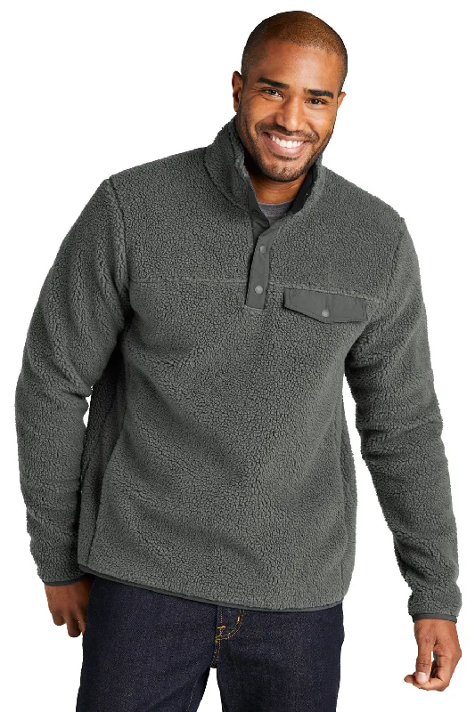 Port Authority Mens Camp Fleece 1/4 Snap Sweatshirt w/ Pockets - Steel Grey