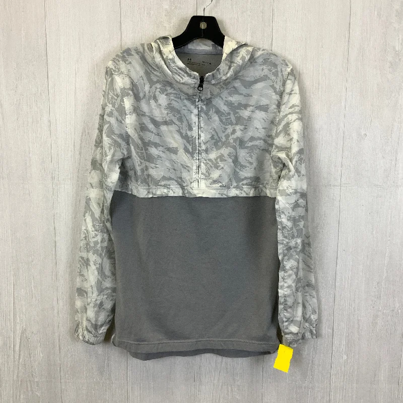 Athletic Top Long Sleeve Hoodie By Under Armour In Grey, Size: S