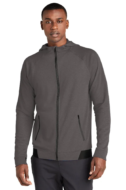 Sport-Tek Mens Strive PosiCharge Full Zip Hooded Sweatshirt Hoodie w/ Pockets - Graphite Grey