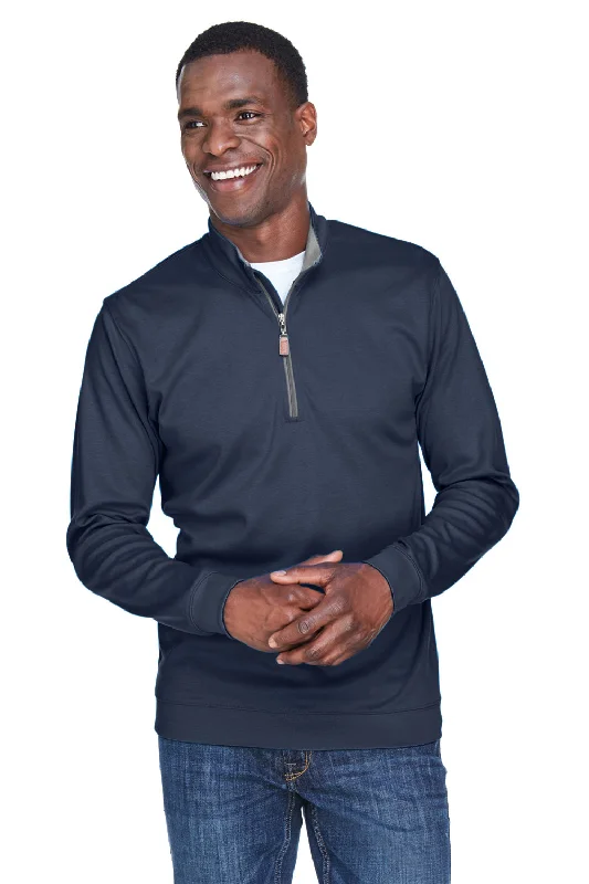 Devon & Jones Mens DryTec20 Performance Moisture Wicking 1/4 Zip Sweatshirt - Navy Blue