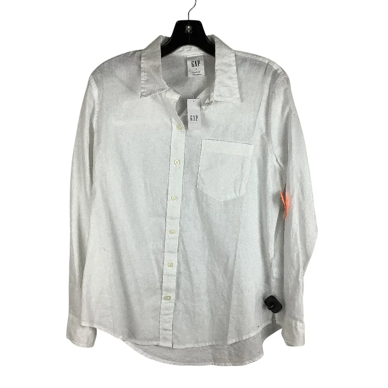 Top Long Sleeve By Gap In White, Size: S